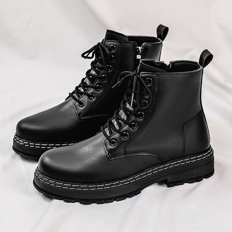 Men'S Shoes Hiking - Botas masculinas de couro envernizado preto