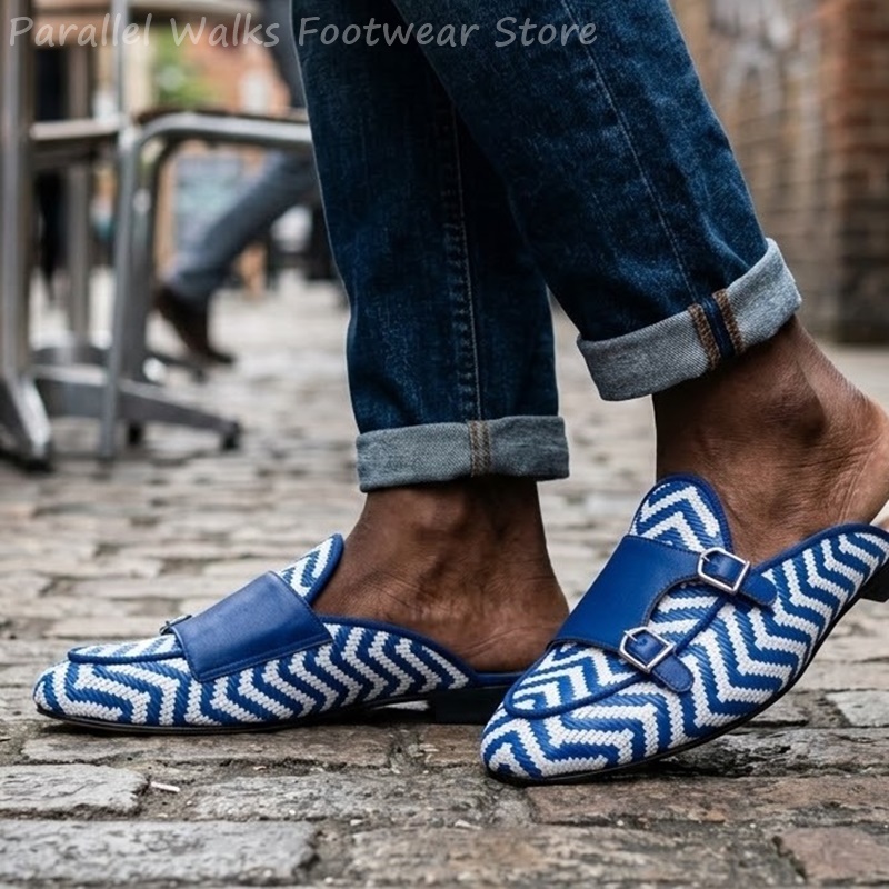 Men'S Shoes Loafers Casual - Mules Masculinos de Couro Croco Gravado