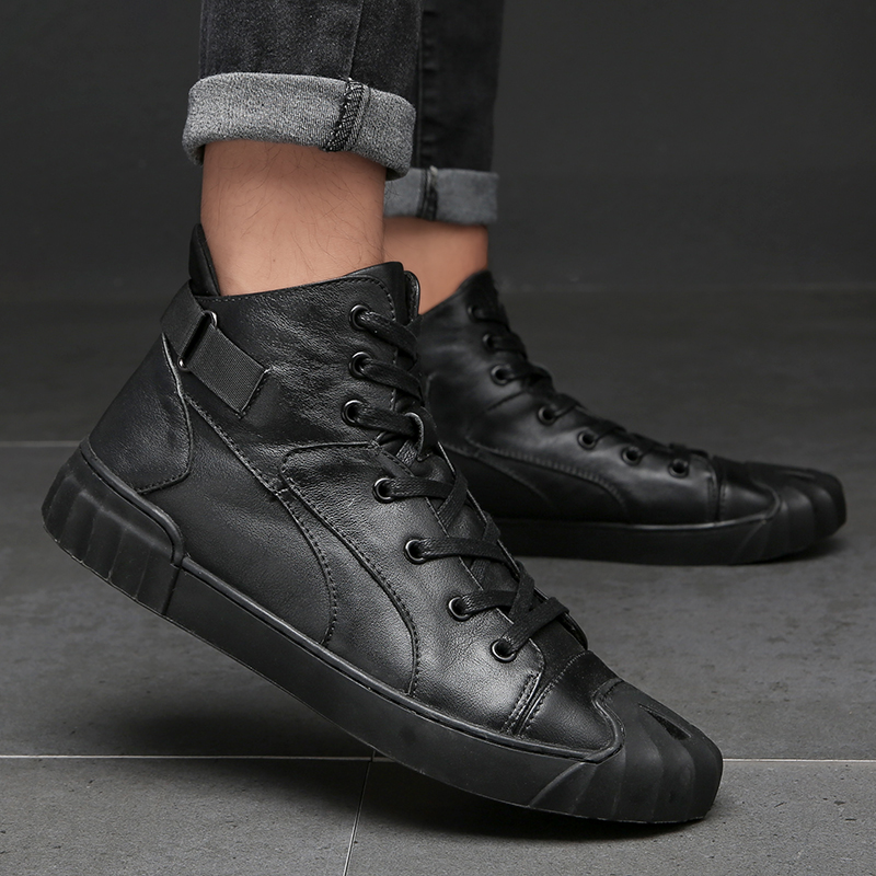 Men'S Shoes Loafers Casual - Botas Curtas Casuais de Couro Genuíno