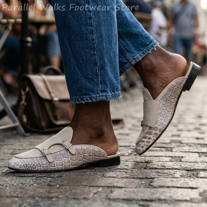 Mules Masculinos de Couro Croc - Men'S Shoes Loafers Casual avaliação e preço